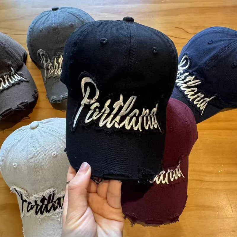 Unisex Distressed Cotton Baseball Cap Bowlift