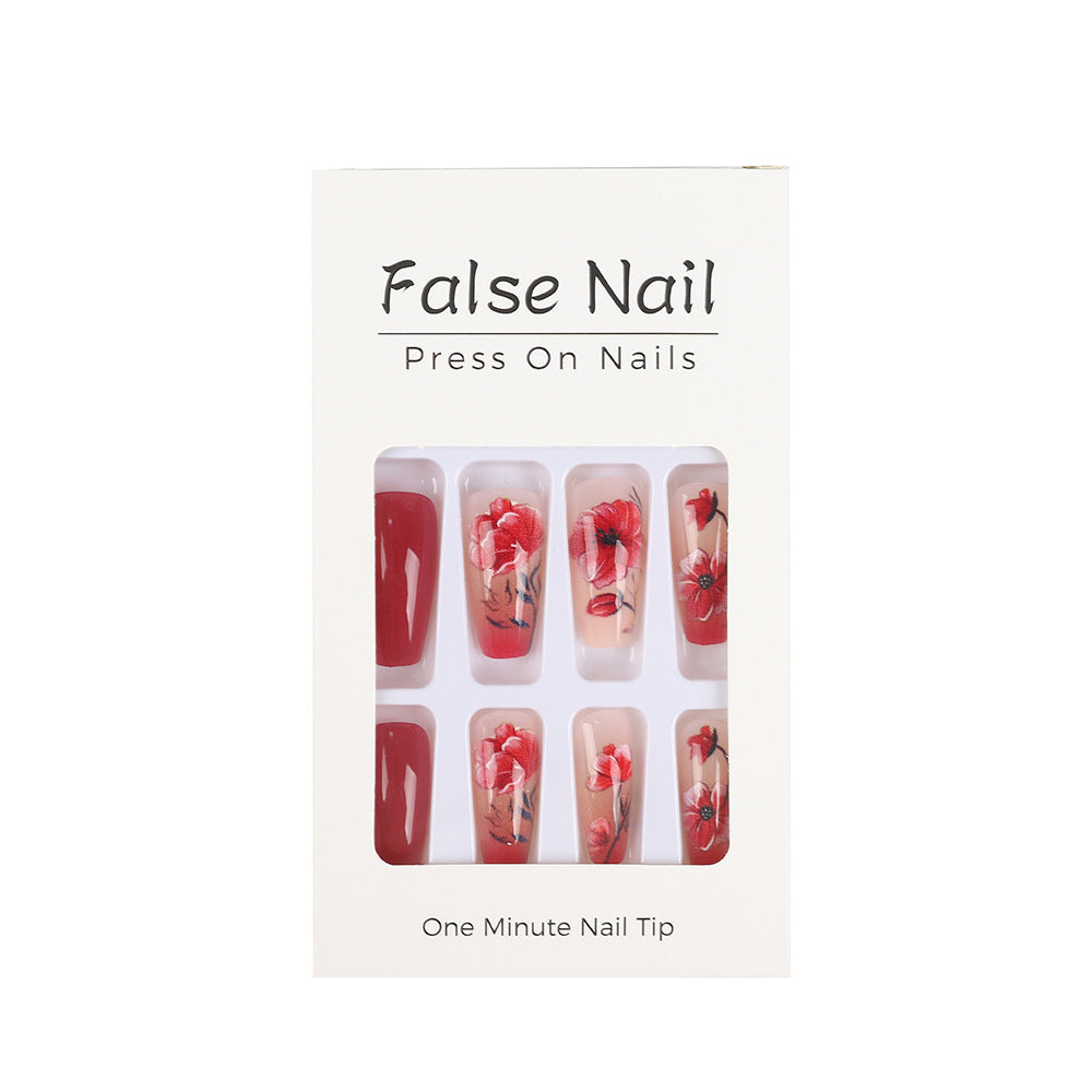 Artificial Nails Set with Floral Design Bowlift
