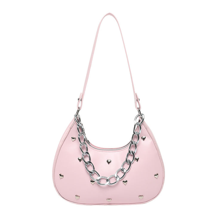 Chic Heart-Embellished Shoulder Bag Bowlift