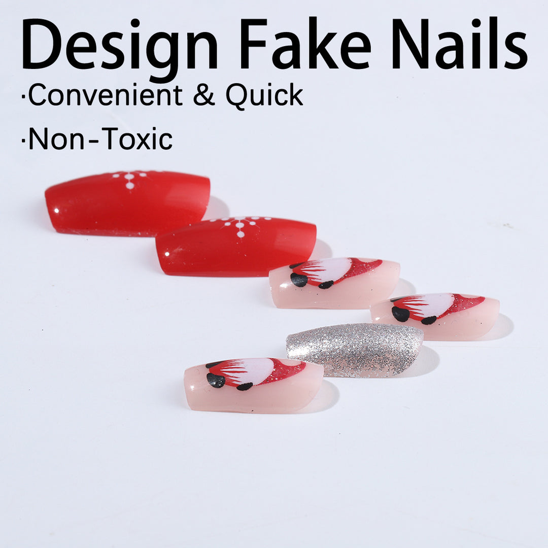 Artificial nail set with festive Christmas design Bowlift