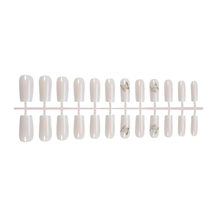 Premium Decorative Press-On Nail Set with Elegant Butterfly Accents Bowlift