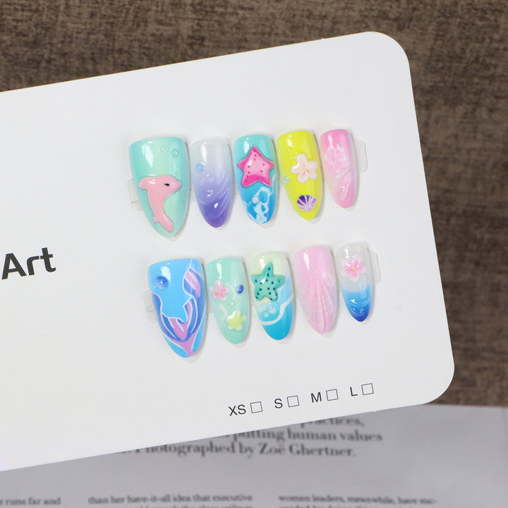 Ocean-Inspired Themed Press-On Nail Art Set Bowlift