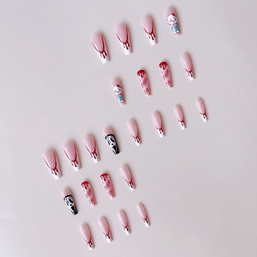 Acrylic nail set with creative Halloween design and bloody accents Bowlift