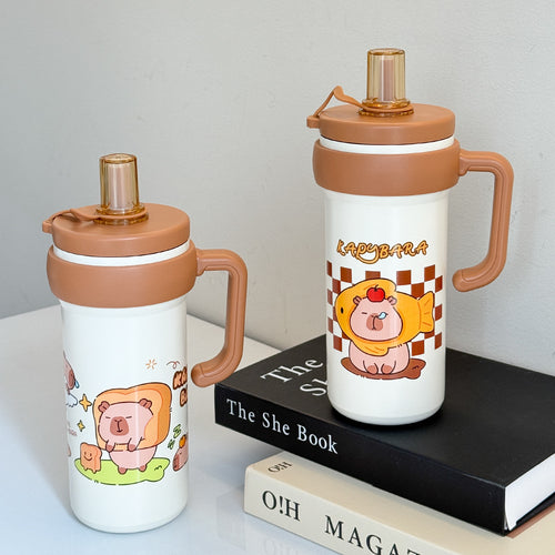 Ladies Insulated Water Bottle with Practical Carry Handle and Fun Animal Design Bowlift