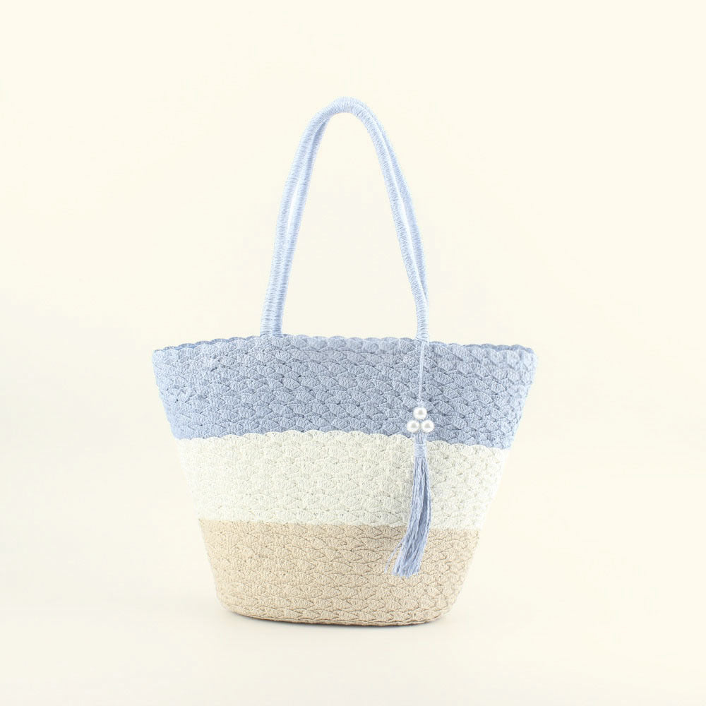 Fashionable crochet shoulder bag with tassel Bowlift