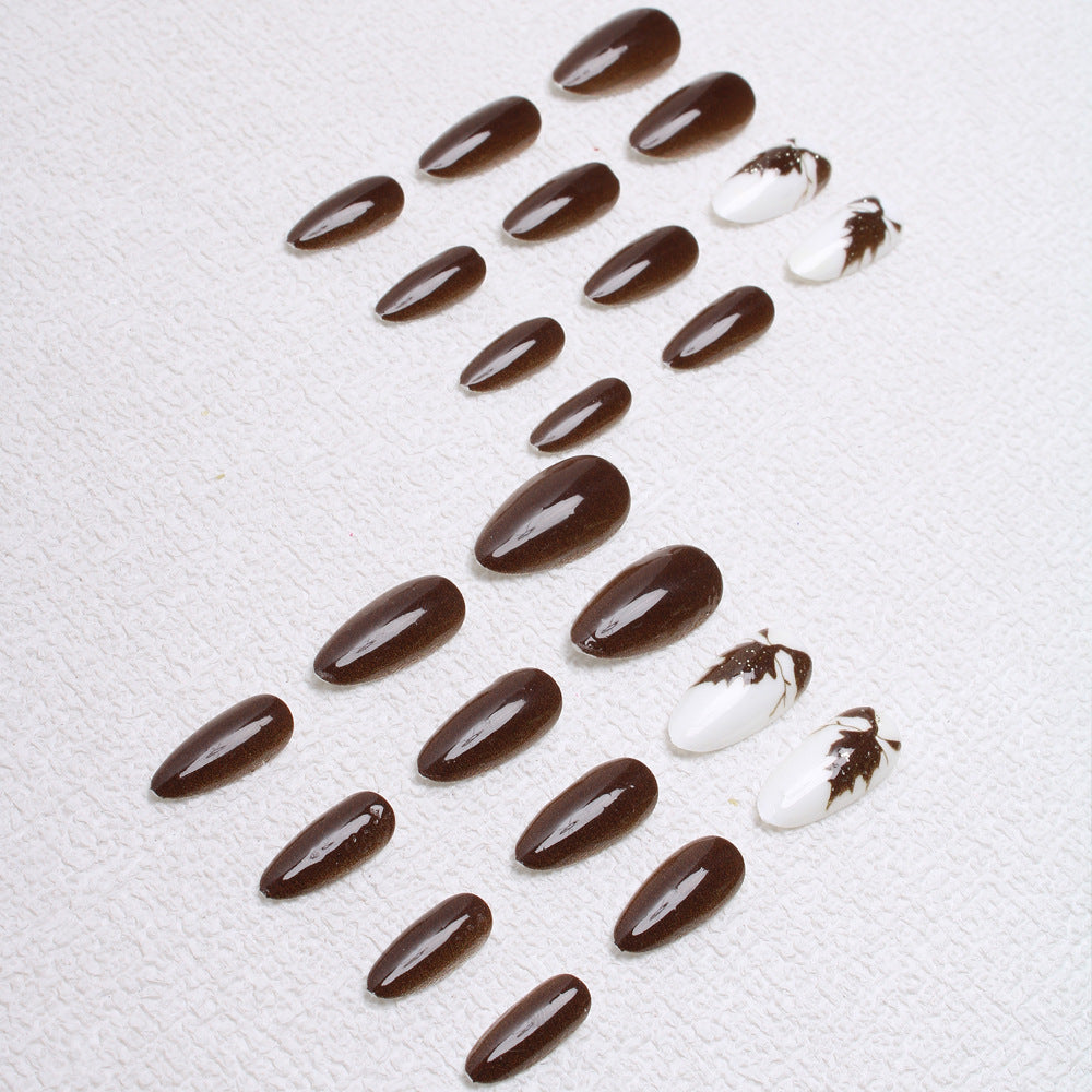 Artistic Leaf-Designed Press-On Nails Bowlift