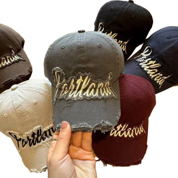 Unisex Distressed Cotton Baseball Cap Bowlift