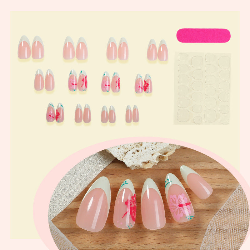Acrylic nail set with stylish floral tips Bowlift