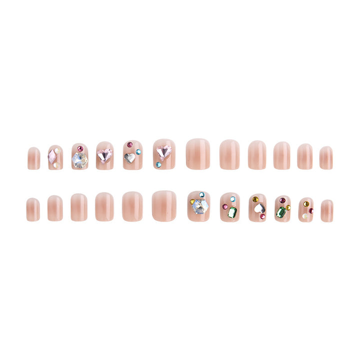 Acrylic nail set with sparkling 3D applications and beautiful heart designs Bowlift