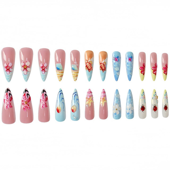 Artistic Marine-Inspired Press-On Nail Set Bowlift