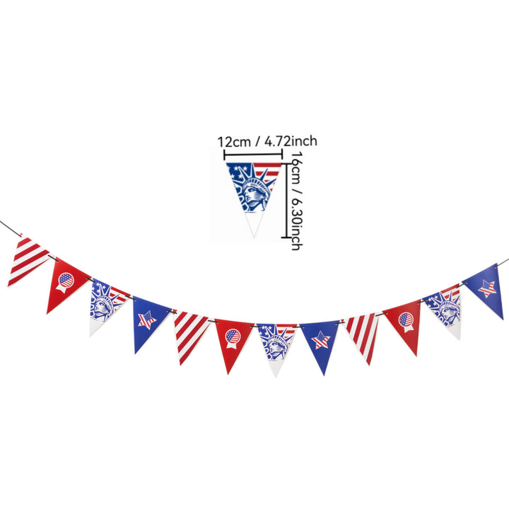 Unisex nan patriotic bunting chain with stars and Statue of Liberty motif made of durable coated paper Bowlift