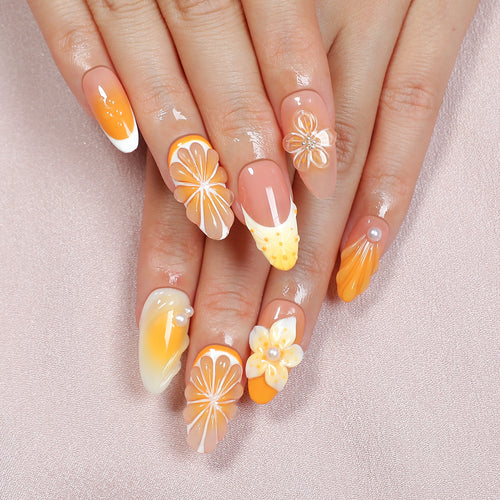 Creative nail art set with floral and glitter embellishments Bowlift