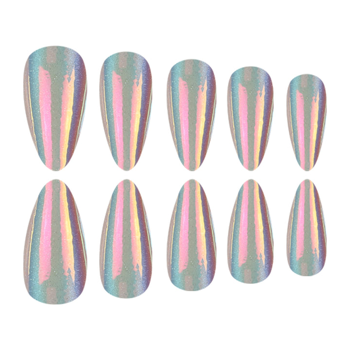 Glamorous Stiletto Press-On Nails with Iridescent Finish Bowlift