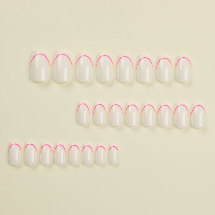 Stylish artificial nails with elegant French tip and modern accents Bowlift