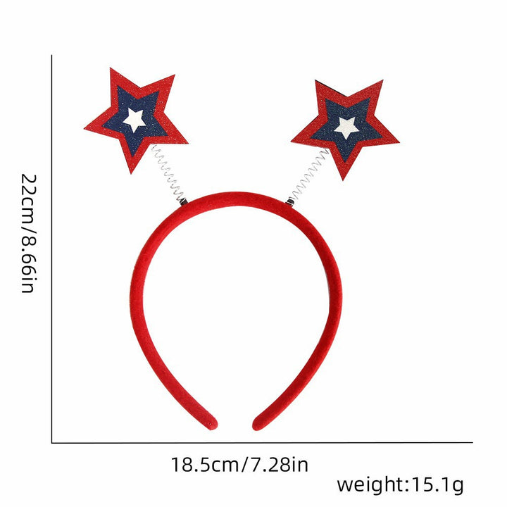 Women's Independence Day patriotic pompom headband with tinsel star toppers Bowlift
