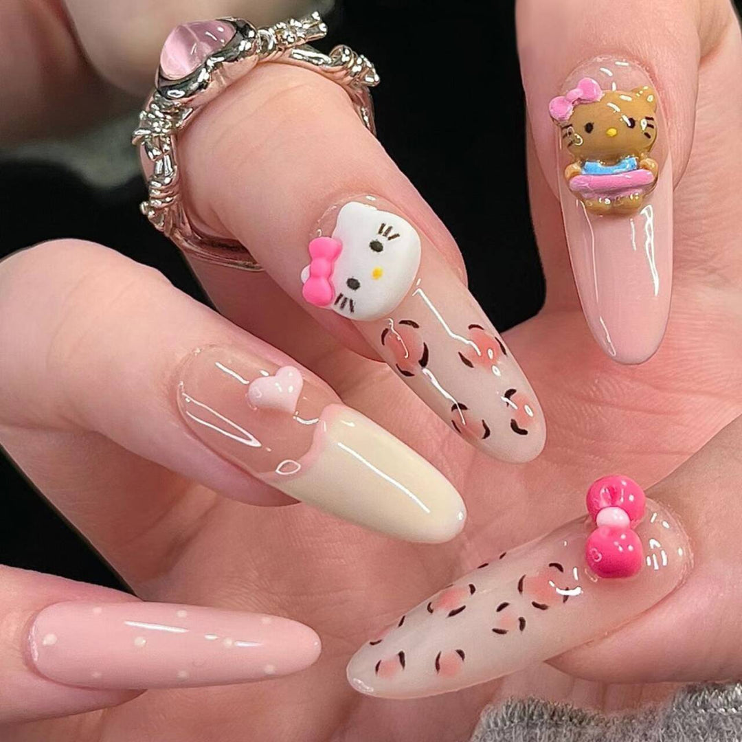 Whimsical Character-Designed Press-On Nail Art Bowlift