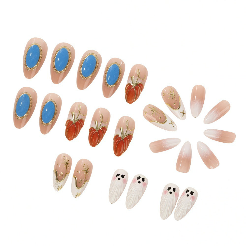 Creative artificial nails with autumn design and detailed accents Bowlift