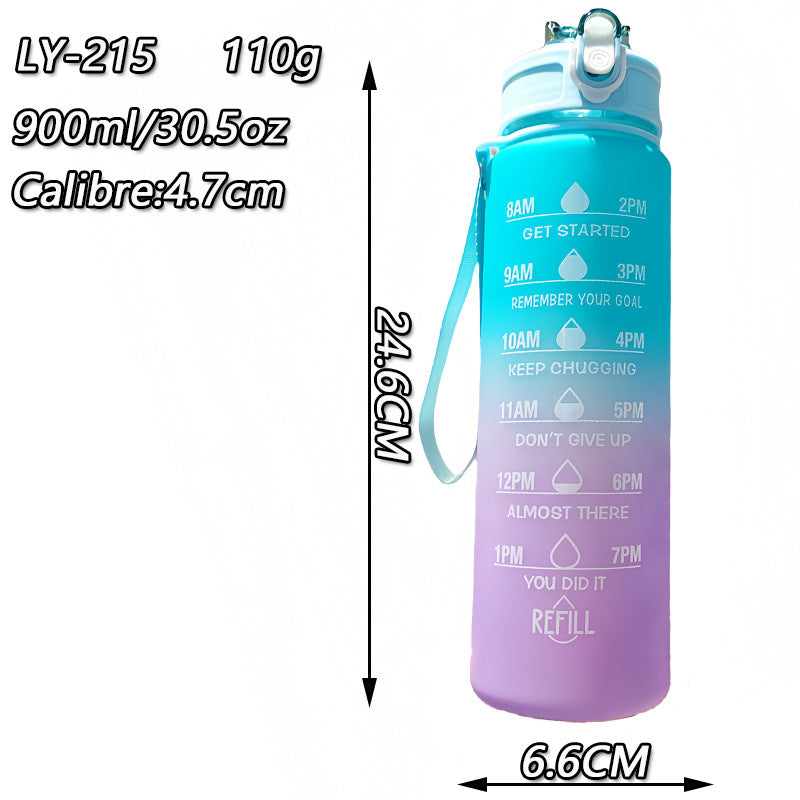 Women Motivating Water Bottle with Integrated Time Markers Bowlift