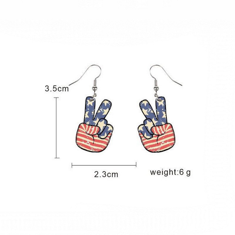 Women's handmade acrylic earrings can holder with patriotic flag motif and fish hook closure Bowlift