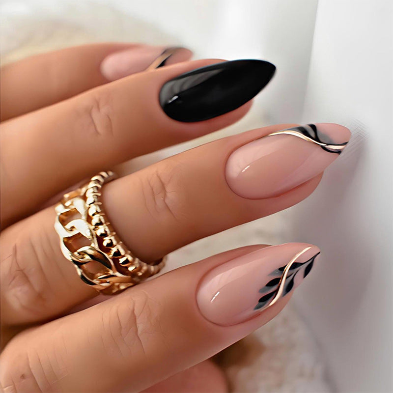 Elegant Press-On Nail Art Set with Artistic Designs Bowlift