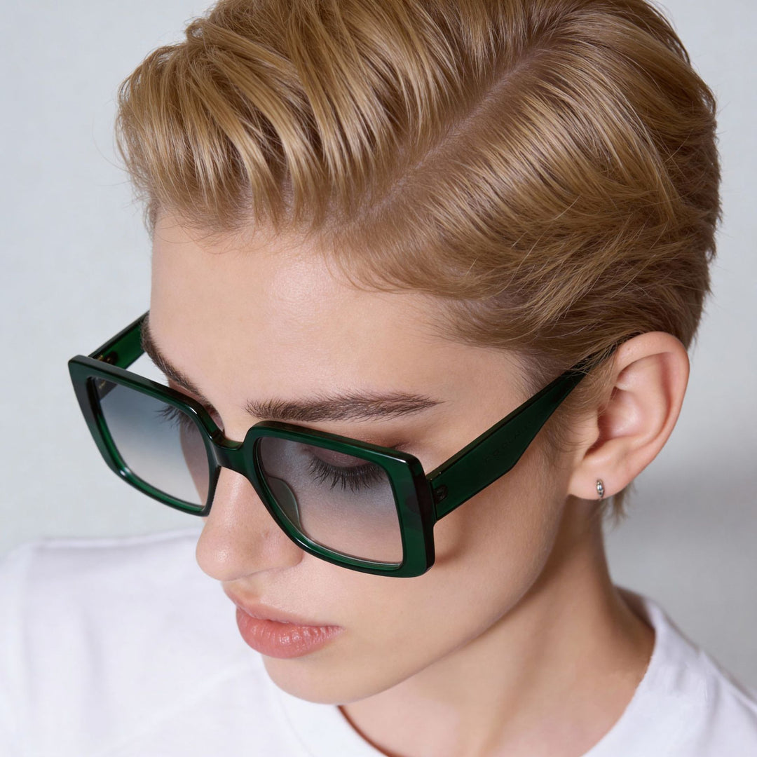 Women's modern square sunglasses with mirrored lenses Bowlift