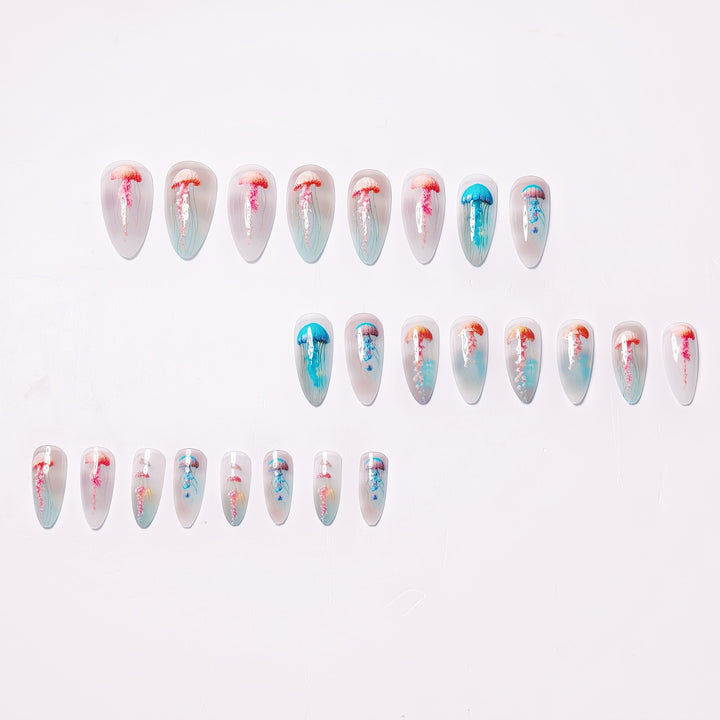 Artistic Jellyfish Design Nail Art Bowlift