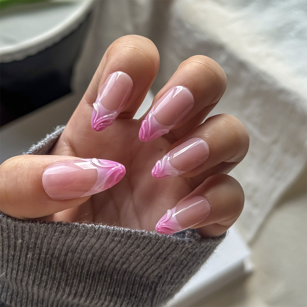 Elegant Artistic Floral Press-On Nail Set Bowlift