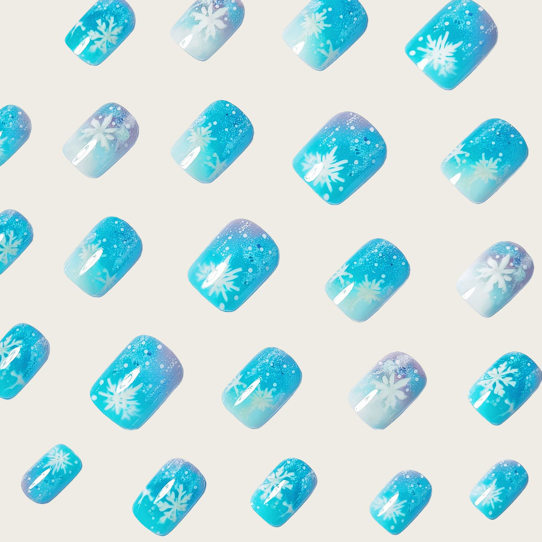 Seasonal Snowflake-Themed Press-On Nail Set Bowlift