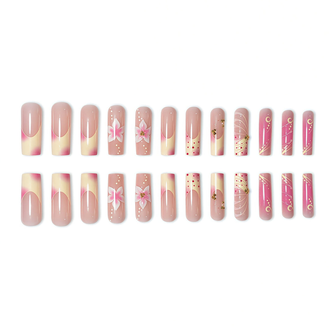 Floral Artisan Press-On Nail Set Bowlift