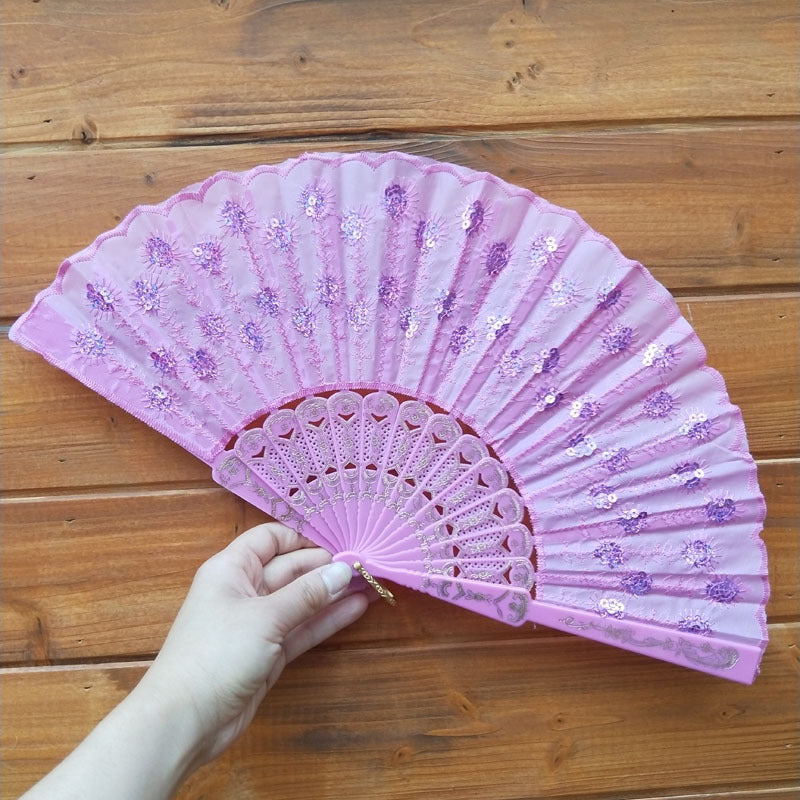 Ladies handcrafted fan with exquisite embroidery Bowlift