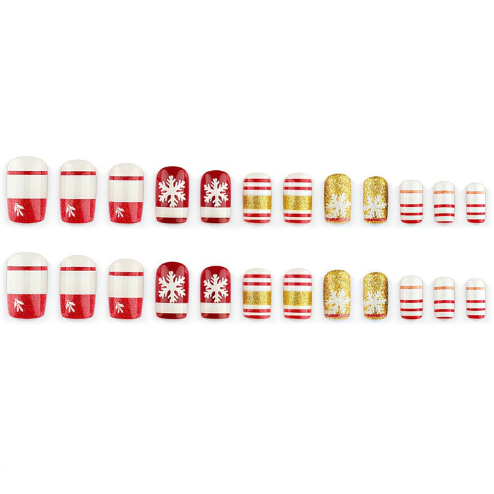 Christmas artificial nails with festive glitter design Bowlift