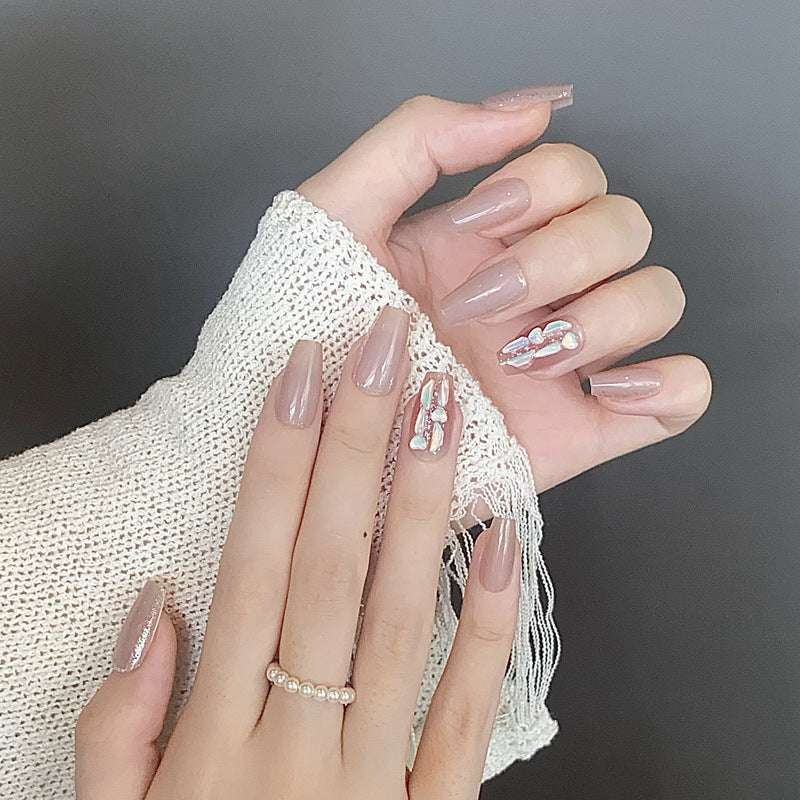 Elegant Long Press-On Nails Set with Artistic Tips Bowlift