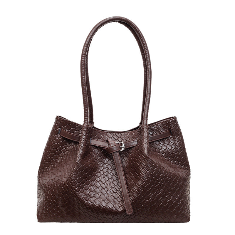 WoTextured Leather Tote Bag Bowlift