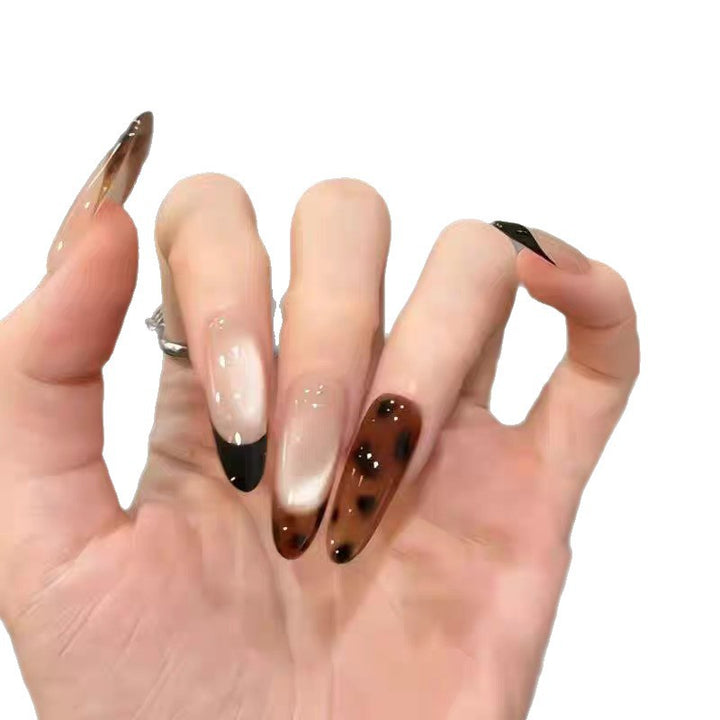 Artistic Press-On Nail Set with Elegant Floral and Gemstone Accents Bowlift