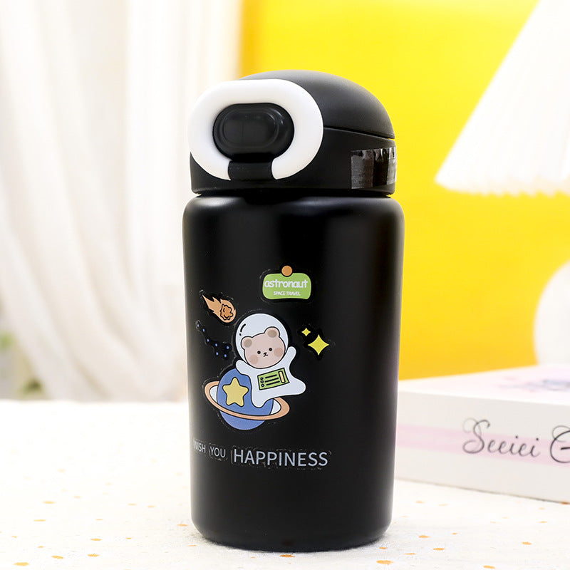 Ladies Insulated Water Bottle with Practical Push-Button Lid and Animal Motif Bowlift