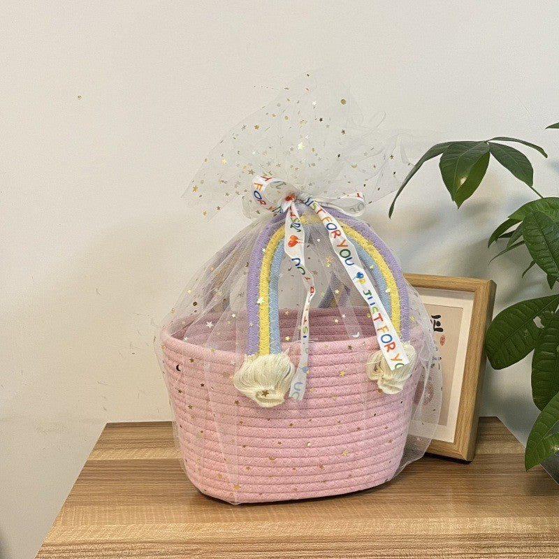 Women's handmade basket bag with color-coordinated handle accents Bowlift