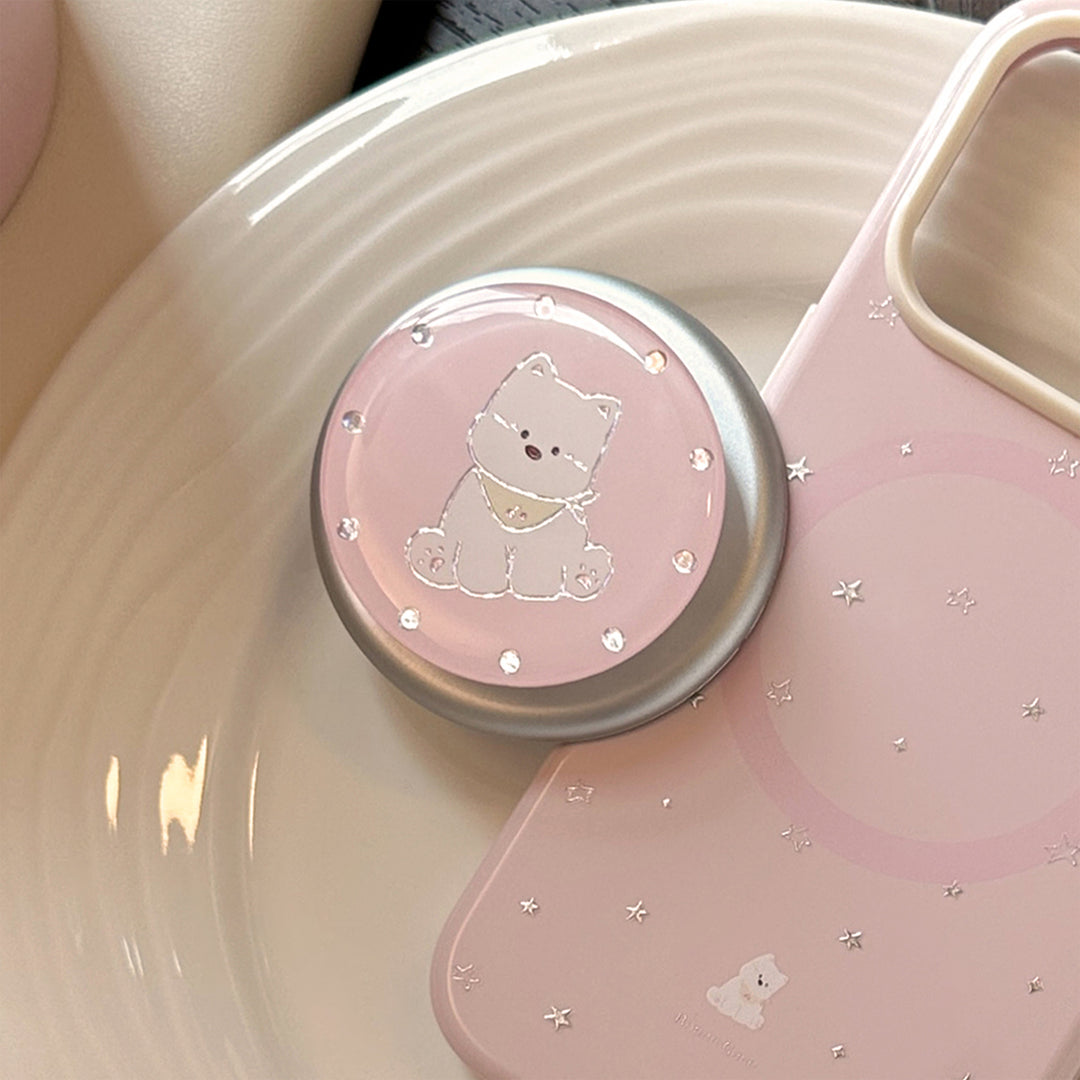 Smartphone Finger holder with cute dog motif Bowlift