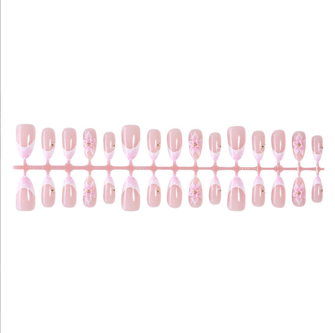 Elegant Floral Design Press-On Nail Set Bowlift