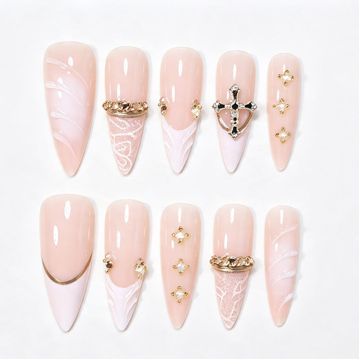 Elegant Stiletto Nail Art Tips with Embellishments Bowlift
