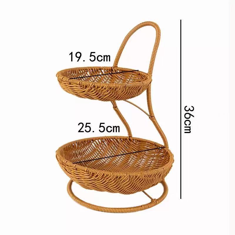 Two-Tiered Woven Serving Basket Bowlift