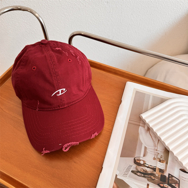Men's Distressed Cotton Baseball Cap Bowlift