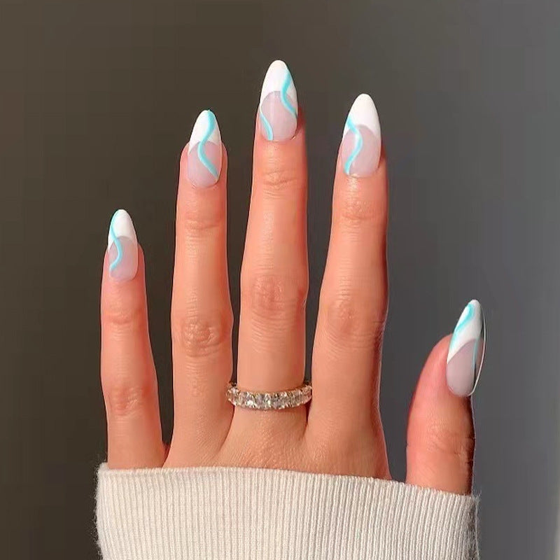 Artful Nail Extensions in an Elegant Design with Colorful Accents Bowlift