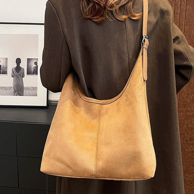 Soft Suede Hobo Shoulder Bag Bowlift