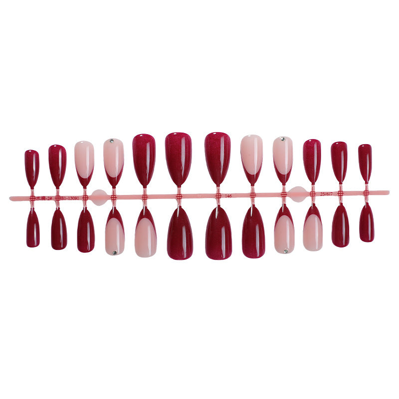 Premium Nail Art Press-On Set with Classic French Tip and Glitter Accents Bowlift