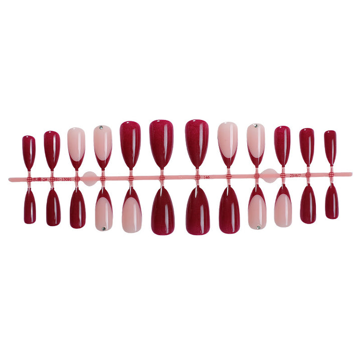 Premium Nail Art Press-On Set with Classic French Tip and Glitter Accents Bowlift