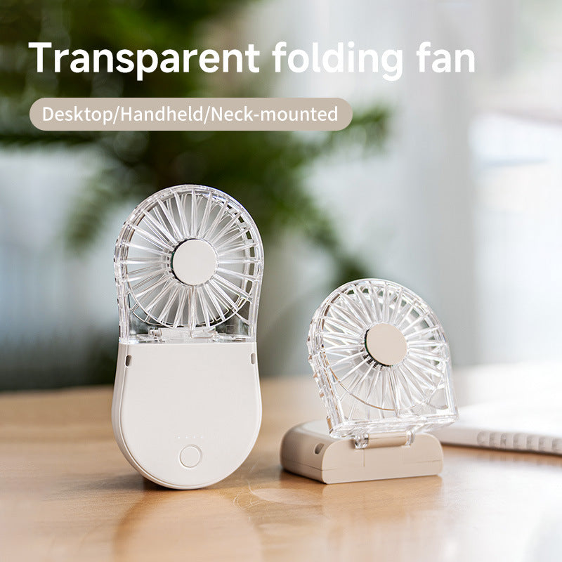 Unisex Portable Rechargeable Handheld Fan with Mirror Bowlift