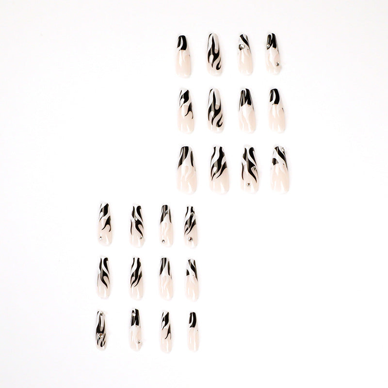 Artful Nail Extensions with Elegant Fire Pattern Bowlift