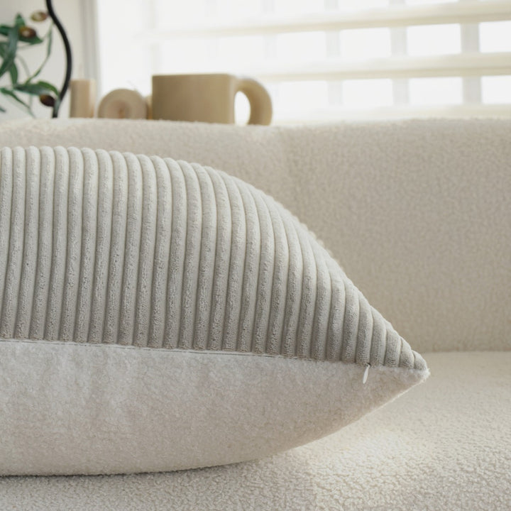 Rectangular corduroy look cushion cover with fine ribbed structure and concealed zipper Bowlift