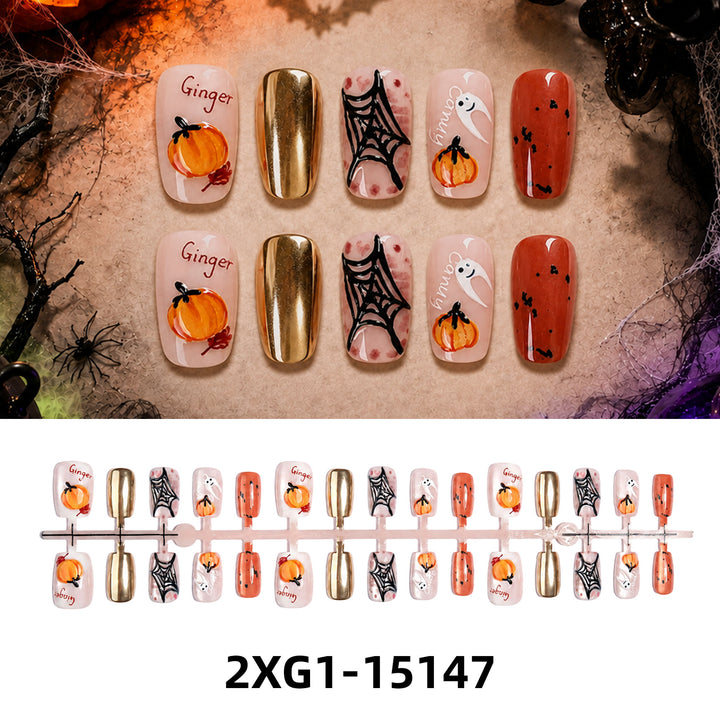 Acrylic nail set with creative Halloween motifs Bowlift