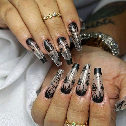 Art Nail Set with Artistic Portrait Designs Bowlift